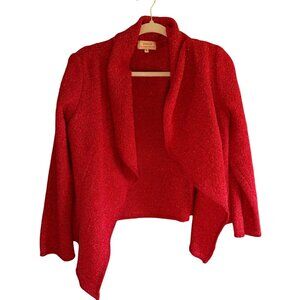 Weave Open Front Cardigan Sweater Women's Size Medium Red Winter Long Sleeve